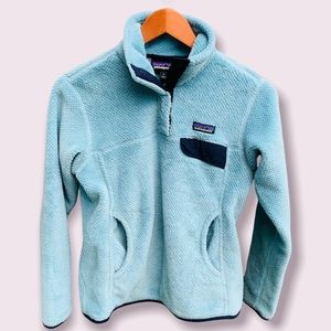 Patagonia size small aqua blue fleece pullover snap front